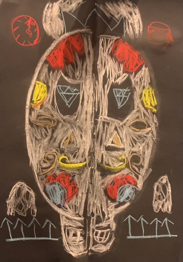 Symmetrical Chalk Skulls